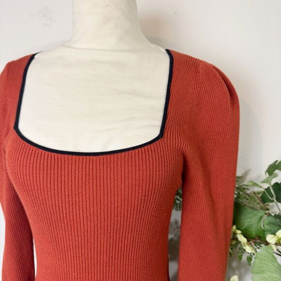 MAEVE square neck sweater | ribbed knit | medium - Picture 2 of 9